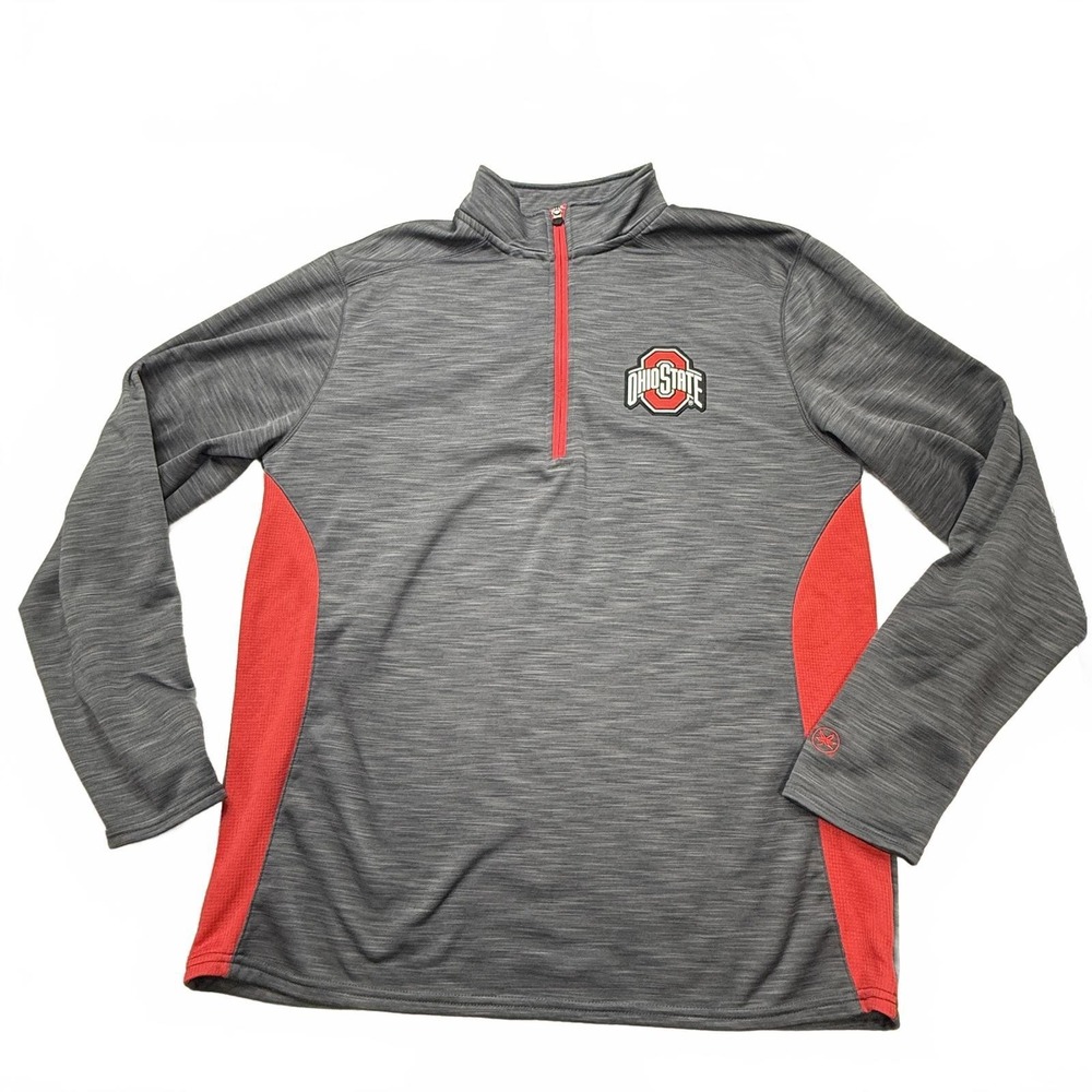 The Ohio State Buckeyes Gray and Red Quarter‎ Zip Pullover size M